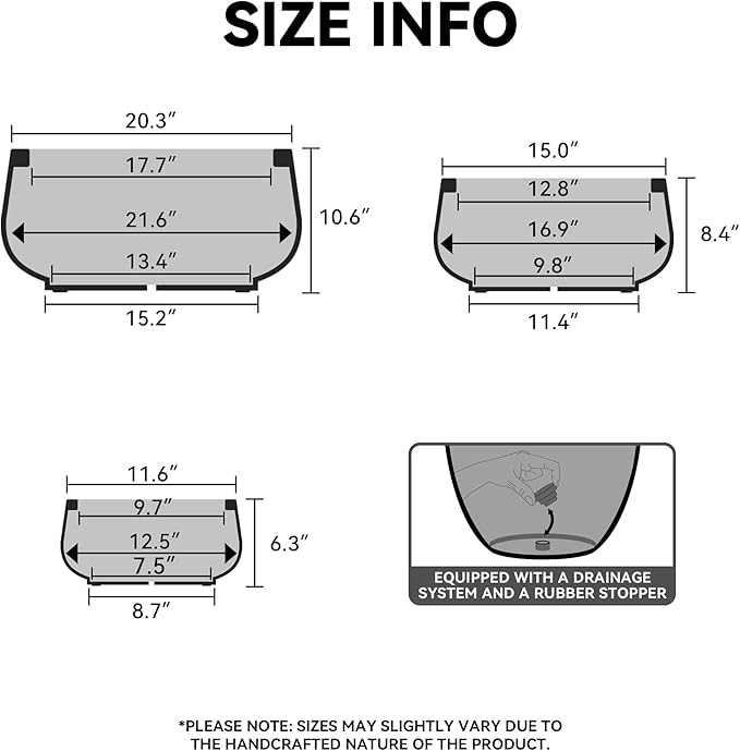 Kante 12.5" Dia Round Concrete Bonsai Planters, Outdoor Indoor Garden Plant Pot with Drainage Hole for Home, Patio, Garden, Concrete Gray