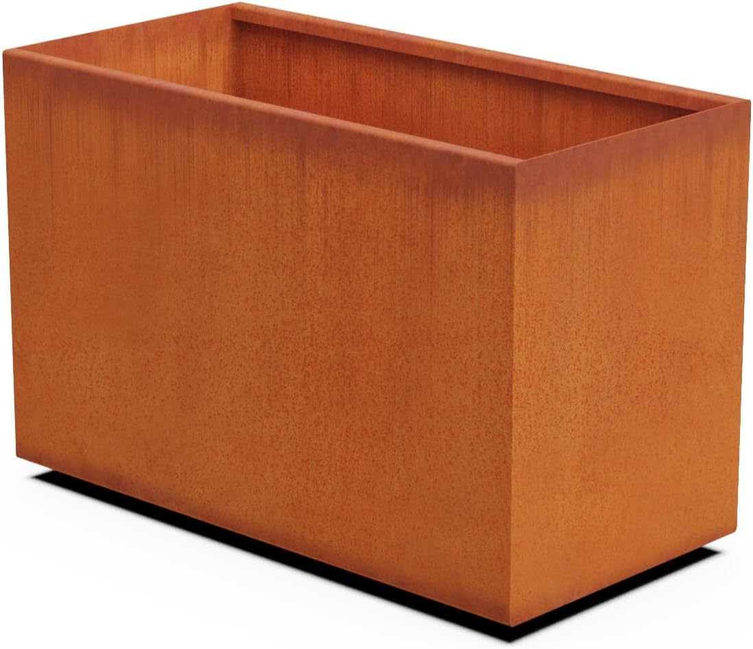 Large Rectangular Planters for Outdoor Plants - 36x18x24 Inch Corten Steel Planter | Extra Large Outdoor Planters for Patio Privacy & Modern Landscape Design