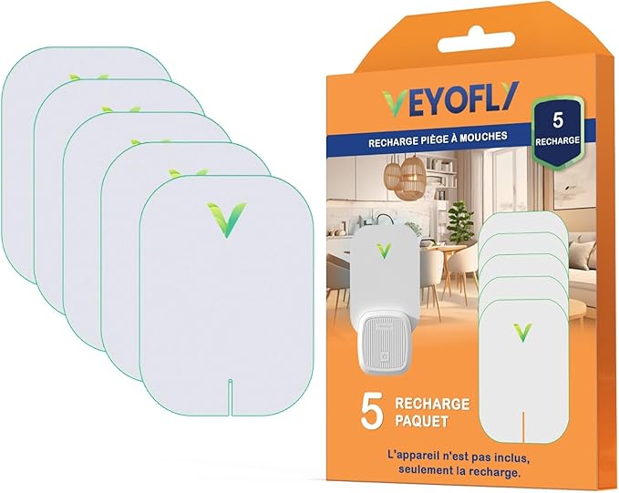 VEYOFLY Gnat Traps for House Indoor Refill, Fly Trap Indoor, Fruit Fly Traps for Indoors, Fly Catcher Indoor, Fly Trap, Plug in Catch for Fruit Flies, Moths, Gnats, Mosquito Trap (Pack of 5 Refills)
