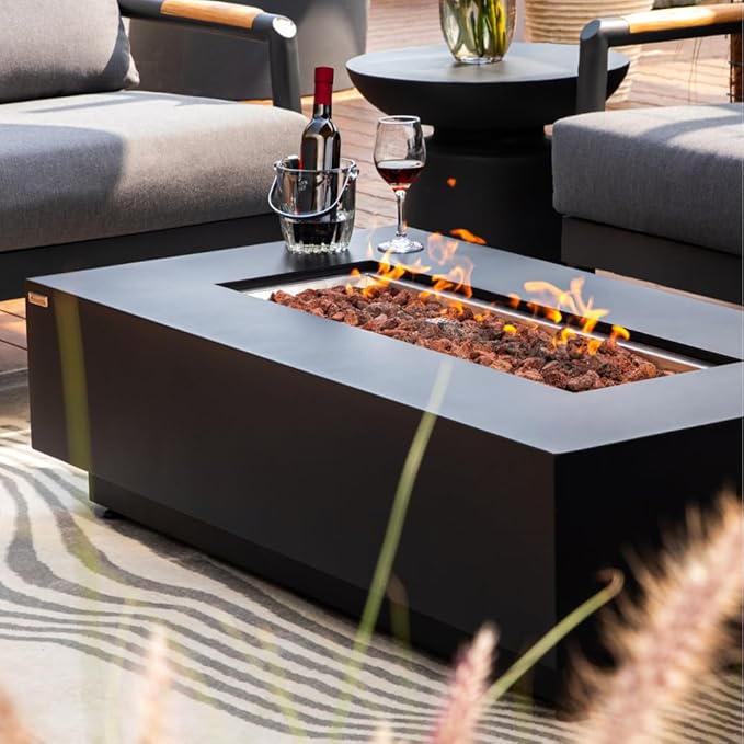 Westwood 50” Propane Fire Pit Smokeless Firepit Outdoor Gas Fire Pit for Outside Patio Firepit Table Includes Rain Cover Converter Kit Lava Rocks Lid CSA Certified