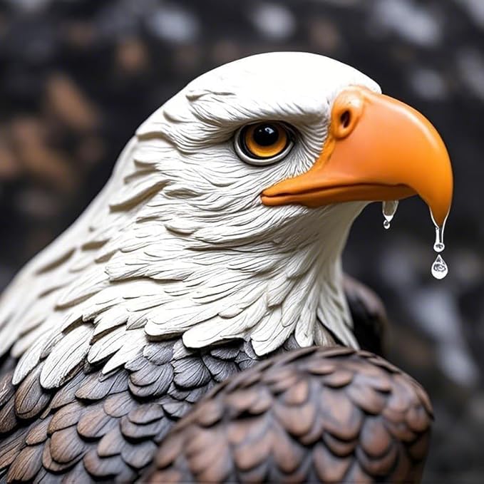 Bald Eagle Statue Outdoor - Large American Eagle Figurine for Garden, Yard, and Outside Decor | Majestic Realistic Hand-Painted Resin Sculpture, 24.4-Inch