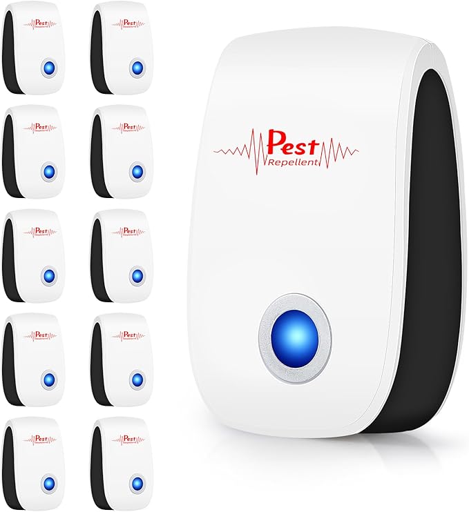 2025 10Pack Ultrasonic Pest Repeller Electronic Mouse Repellent Ultrasonic Plug in Mice Repellent Indoor Sonic Electronic Rodent Repellent Plug in Pest Control for Insect,Cockroach,Rat,Spide,AntBugs