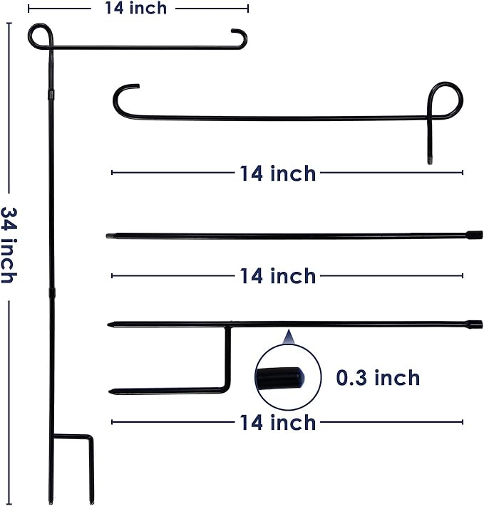 YEAHOME Garden Flag Stand Holder, Premium Yard Flag Holder Weather-Proof Metal Powder-Coated Flagpole for American Flag, Christmas Garden Flag, Outdoor Garden Decor Decoration