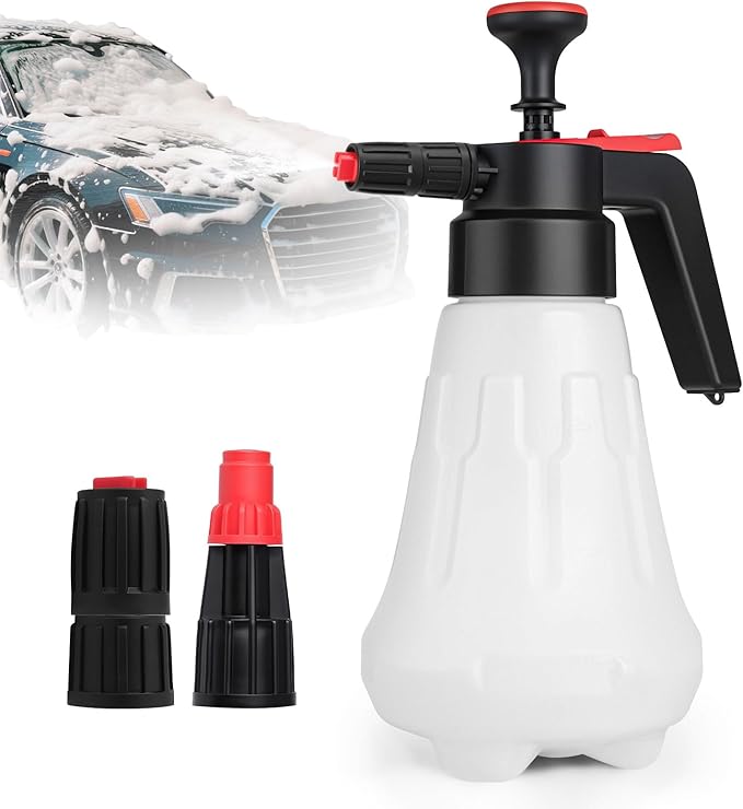 Awakening 2L Hand Pump Foam Sprayer, 68oz Garden Pump Sprayer, Car Wash Foaming Spray Bottle with 2 Adjustable Nozzles, Durable Tank, Visible Scale, Suitable for Car Washing and Lawn&Garden Care