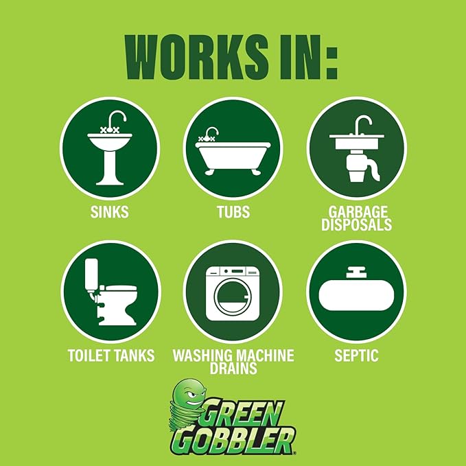 Green Gobbler Drain Cleaner & Deodorizer FRESH SCENT Sticks for Toilet Tanks, Sinks, Bathtub Drains, Washing Machine Drains and Garbage Disposals - 24 Pieces