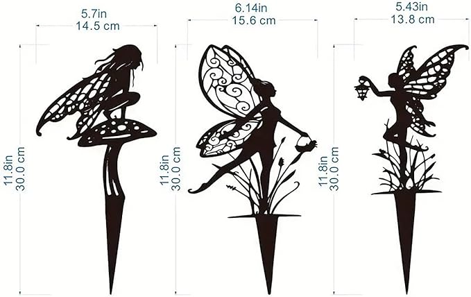 Garden Decoration Fairy Metal Flower Fairy 3-Piece Set Suitable for Yard, Flower Pot, Lawn, Flower Bed Decoration Gifts
