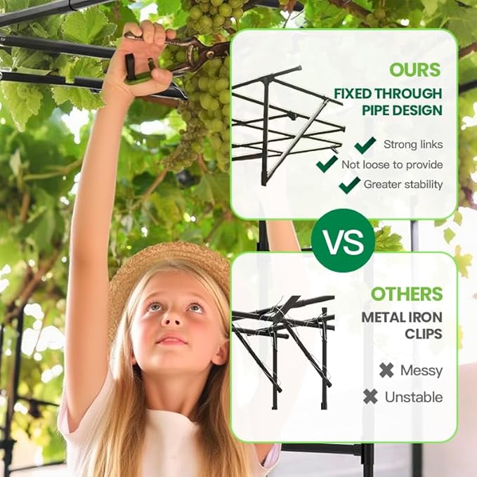 Grape Trellis for Grape Vines Outdoor Large Tall Support Arch Arbor Heavy Duty Garden Trellis for Climbing Plants, Raised Beds, Vineyard Arbors and Arches Courtyard and Decoration of Pavilions