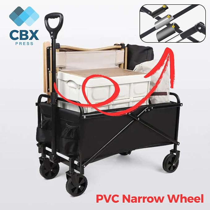 Heavy-Duty Collapsible Cart with Wheels – 220 lbs Capacity, Foldable Utility Cart for Camping, Beach, Sports, Garden & Grocery Use