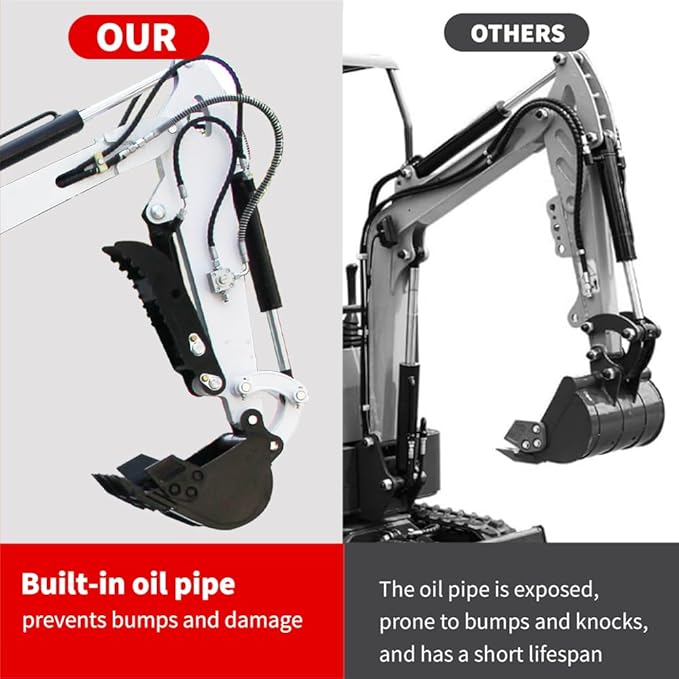 Mini Excavator for 1 Ton B&S Engine with Hydraulic Thumb Clamp,Standard Bucket,Grapple, Rake, Quick Change Attachments (W Courtyard excavator)