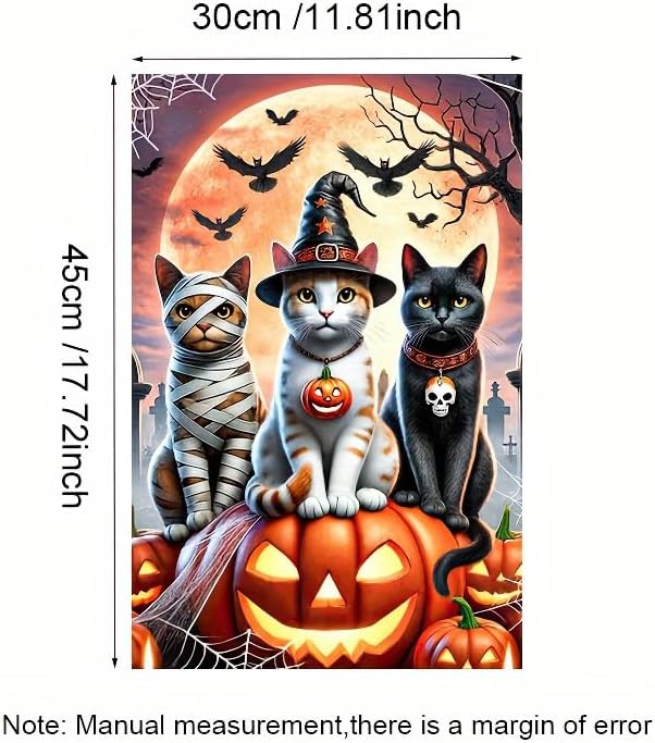 Cats Halloween Garden 12x18 Double Sided Flags Trick or Treat Holiday Pumpkin Garden Flag Cute Kitten Fall Holiday Yard Spooky Flag Winter Lawn Flags Farmhouse Outdoor Decor Banner