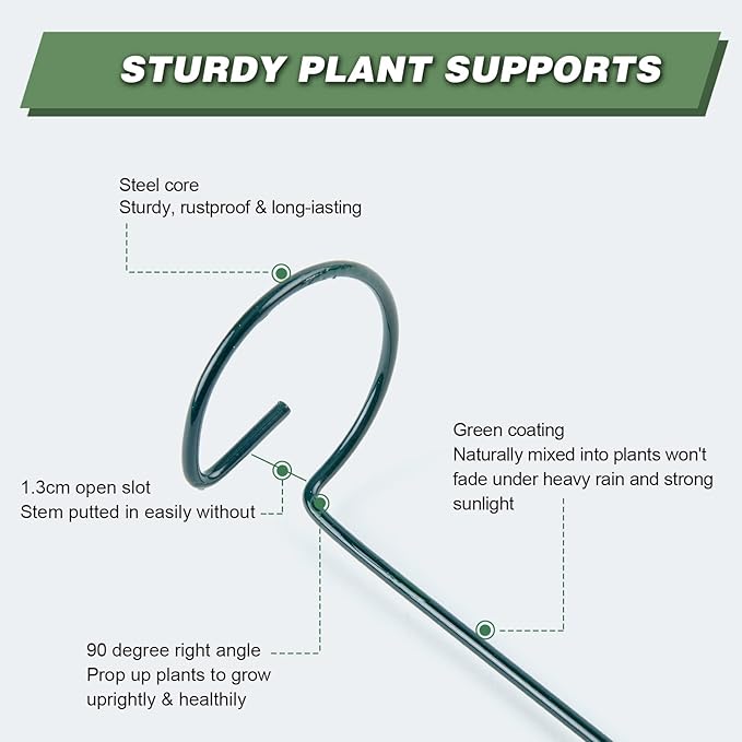 Joyhalo 20 Pack Plant Support Stakes 36 Inches, Plant Stakes, Flower Stakes with 24 Twist Ties, Garden Sticks for Plants Hibiscus, Sunflower, Red Hot Poker, Hydrangea, Tomato, Sapling Etc