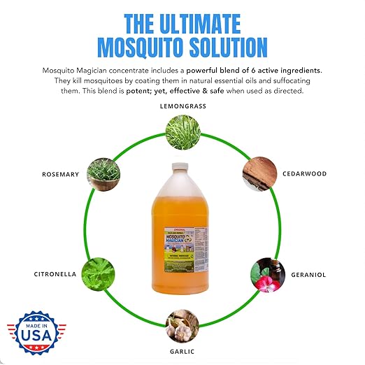 Mosquito Magician Liquid Concentrate - Kills Mosquitoes, Fleas, & Fire Ants, Use with Pump or Backpack Sprayers, Foggers, or Automatic Misting Machines, Ideal for Yards, Lawns, Patios, 1 Gallon - Mint