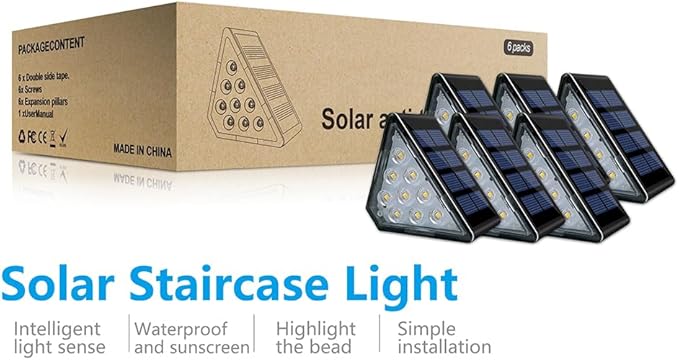 Solar Step Lights, Stair Fence Halloween Lights IP67 Outdoor Waterproof LED Deck Light for Garden Yard Patio, Porch, Front Door, Outside, Pathway, RGB 6 Pack