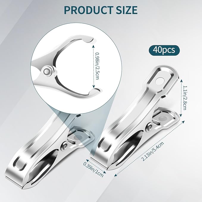 40 PCS Stainless Steel Garden Clips, Heavy Duty Greenhouse Clamps for Netting, Strong Grip to Secure Shade Cloth or Plant Cover on Garden or Greenhouse Hoops