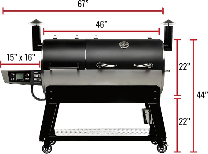 recteq DualFire 1200 Wood Pellet Smoker Grill, Wi-Fi Electric Pellet Grills, Dual Chambers for Hot and Fast + Low and Slow Cooking, DualFire 1200 + Grilling Basics Bundle