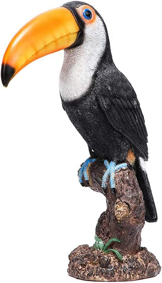 Toucan on Stump Statue Toucan Tree Hugger Garden Statues, Resin Toucan Lifelike Bird Sculptures for Patio Lawn Yard Home Decoration