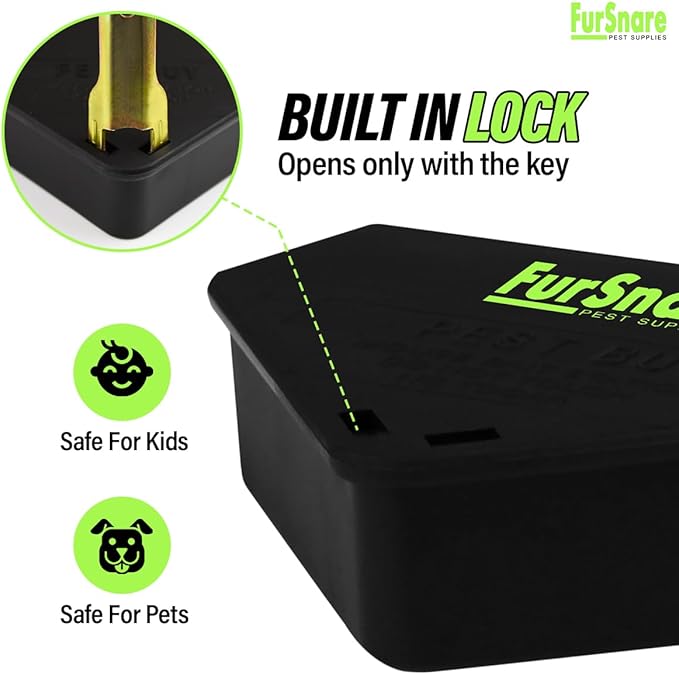 Mouse Bait Station for Outdoor & Indoor with Keys - Mice Traps for House Indoor Kill - Mouse Poisoning Bait Box for Home, Pest Control - Reusable, Safe for Kids & Pets (6 Pack Rodent Traps)