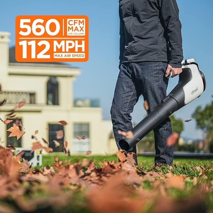 Litheli 2x20V 560CFM Brushless Cordless Leaf Blower Battery Powered for Yard Work Leaves Dust Snow Debris Cleanup with 4.0Ah Battery Charger Included