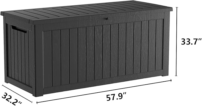 270 Gallon Waterproof Deck Box, Lockable Resin Storage Box for Patio Furniture Cushions Garden Tools and Outdoor Delivery Storage, Black