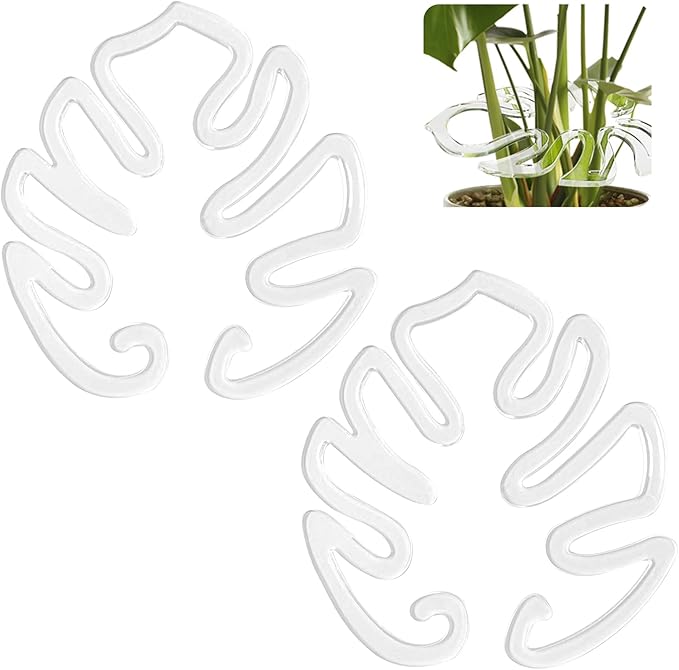 2PCS Plant Stem Support , Acrylic Monstera Stabilizer Grapple Holder Unique Design for Climbing Plants, Turtle Shell Bamboo Clamp Set, Ideal Plant Support for Thriving Growth Indoor Outdoor Plants