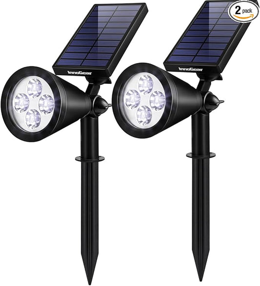 InnoGear Solar Lights Outdoor Waterproof Solar Garden Light for Outside Yard Landscape Lighting Pathway Spot Lights Spotlight Wall Light Auto On/Off, Pack of 2 (Cool White)