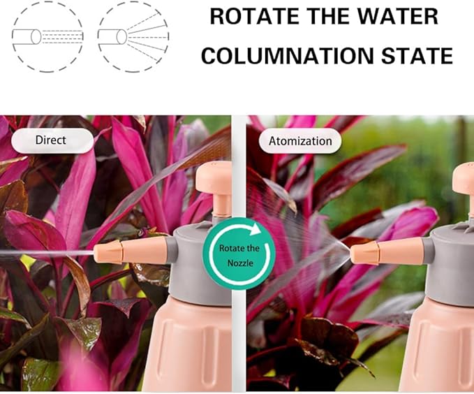 Handheld Garden Pump Sprayer, 0.5Gallon/68oz Garden & Lawn Pressure Spray Bottle with Adjustable Nozzle for Plant Spraying/Home Cleaning/Car Washing 2L Capacity (Salmon Pink)