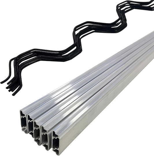 10 Set 6.6 Ft Greenhouse Lock Channel and Spring Wire，Aluminum Alloy Lock Channel and PVC Coated Spring Wires for Fixing Greenhouse Plastic Cover