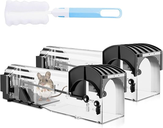 Humane Mouse Traps, 12.6 Inches Enlarged No Kill Live Rat Rodent Traps for Chipmunks, Reusable Catch and Release Mouse Trap That Work for Indoor & Outdoor (2 Pack)