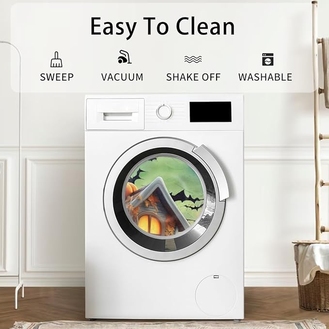 Halloween Half Round Door Mat, Halloween Castle Pumpkin Bats Semicircle Door Mats, Non Slip Area Rug Soft Doormat for Indoor Entrance Wear Resistant Welcome Mat for Garage Patio Home Decor 24 x 36 In