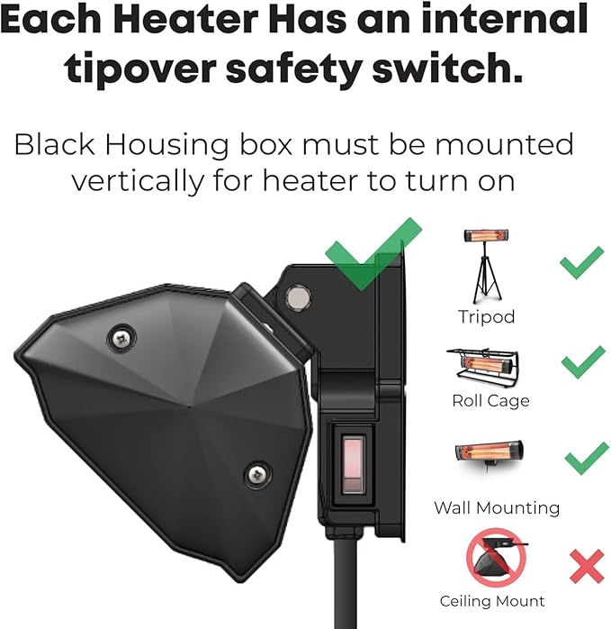 Heat Storm HS-1500-TT Infrared, 7 ft Cord, Tripod + Heater, Black