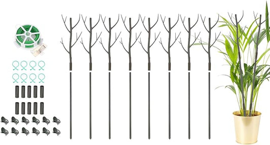 uxcell Plant Support Stakes Set, 8 Pcs Twig Plant Stem Support Structures 27.5" Plants Branches Supports with Extension Poles, Orchid Clips, Plants Tie for House Potted Monstera, Brown