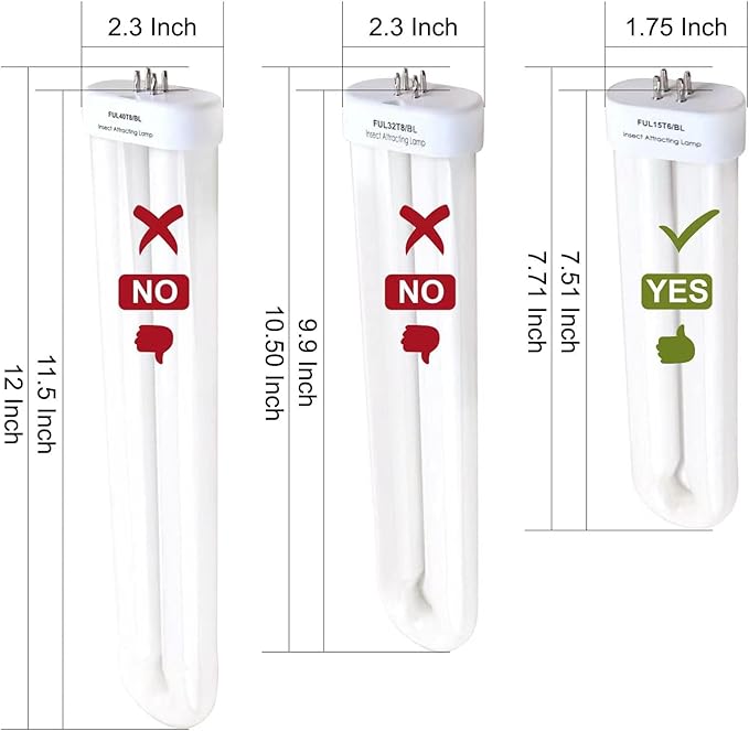 amgolibi 7.7 Inch BF-35 Replacement Bulb 15 Watt Compatible BK-15D, Fluorescent U Bulb Blue Light 365nm 15W, 4 Count