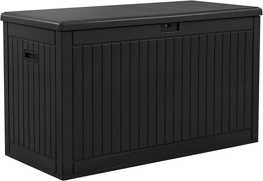 YITAHOME 260 Gallon Extra Large Deck Box, Double-Wall Resin Outdoor Storage Box with Flexible Divider for Patio Cushions Pool Supplies Garden Tools, 1000lbs Load Capacity, Lockable&Waterproof (Black)