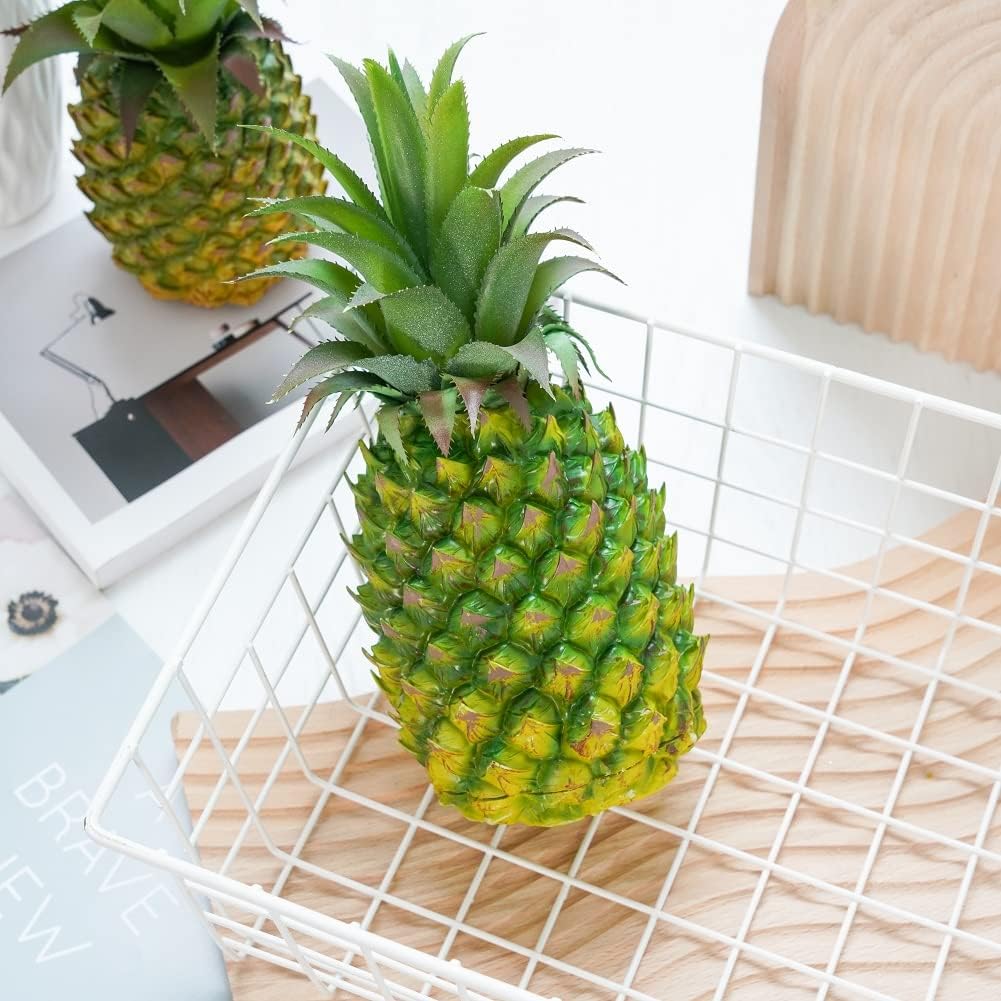 QIRMIZI 2 Pack Artificial Pineapple -Simulated Fruit Decoration, Lifelike Fake Fruit Model, Perfect for Home Decor, Kitchen, Party & Photography Prop – Realistic & Eco-Friendly,Green Large