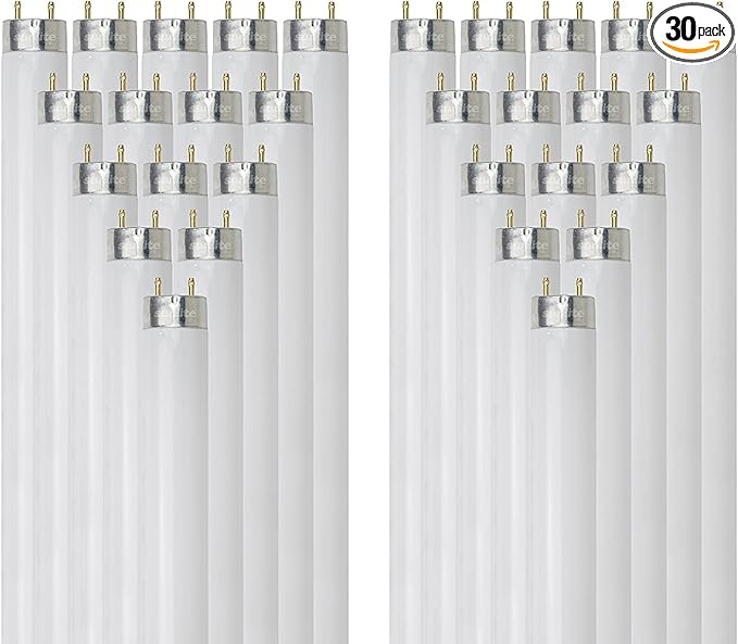 Sunlite F32T8/SP835 T8 Linear Fluorescent Lamp, 32 Watts, 3050 Lumens, 3500K Neutral White, Medium G13 Bi Pin Base, High Performance Straight Tube, 30 Pack