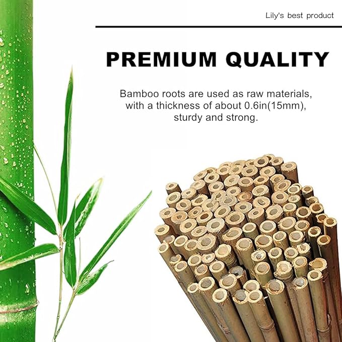 HOPELF 50 Pack 3ft Bamboo Plant Stakes for Wood Garden Sticks，Wooden Plant Supports，Bamboos，Trellis，Crafts, More Size Choices 8"/12"/16"//2'/3'/4'/5'/6'