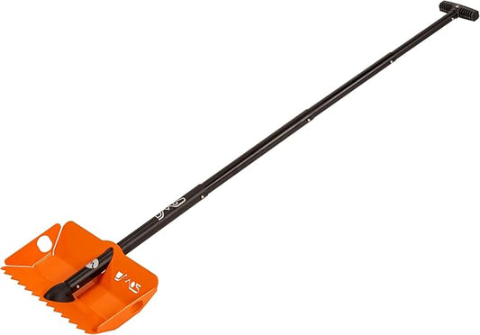 DMOS Stealth Shovel - Lightweight, Heavy-Duty Aluminum Sand & Snow Shovel with Extendable & Collapsible Handle for Camping, Overlanding, Survival, & Off-Road Use - Signal Orange - Regular