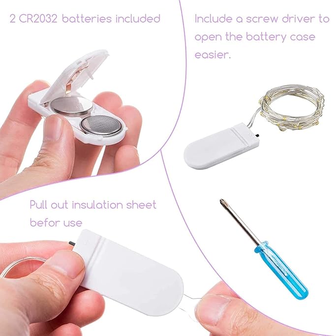 VOOKRY 8 Pack 30 Led Fairy Lights Battery Operated String Lights-10 ft Orange Waterproof Silver Wire Firefly Starry Moon Lights for Crafts Wedding Party Bedroom Halloween Christmas Table Centerpieces