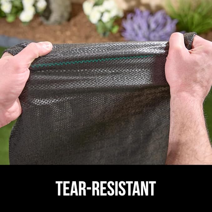 GORILLA GRIP 3 FT x 50 FT Powerful Weed Barrier Landscape Fabric, Durable Tear Resistant Blocker, Permeable UV Resistant Fabrics for Landscaping Outdoor Garden Bed, Ground Mulch, 5oz Woven and Felt