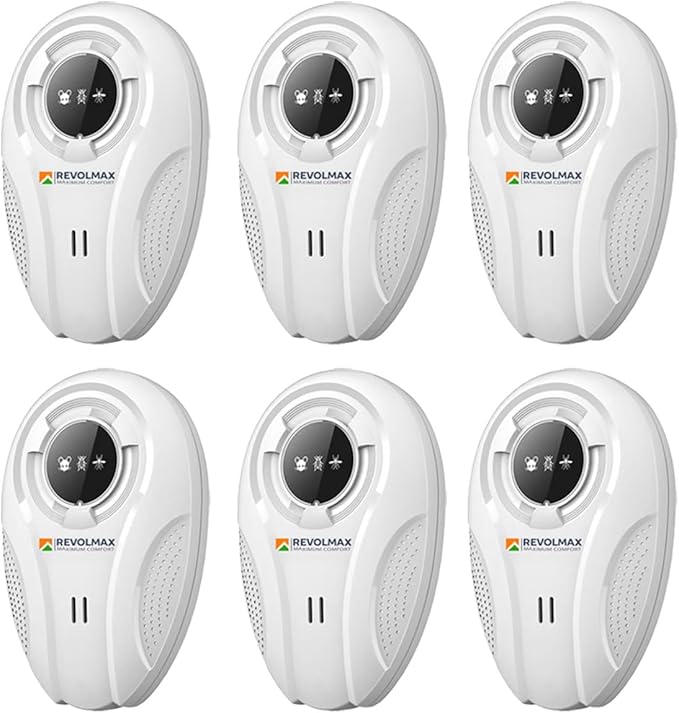 RX-78, Ultrasonic Pest Control Repeller - Electronic & Ultrasound, Indoor Plug-in Repellent - Get rid of - Rodents, Mice, Squirrels, Bats, Insects, Bed Bugs, Ants, Fleas, Spiders, Roaches (6Pack)