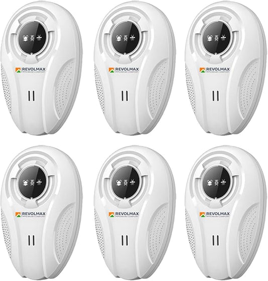 RX-78, Ultrasonic Pest Control Repeller - Electronic & Ultrasound, Indoor Plug-in Repellent - Get rid of - Rodents, Mice, Squirrels, Bats, Insects, Bed Bugs, Ants, Fleas, Spiders, Roaches (6Pack)