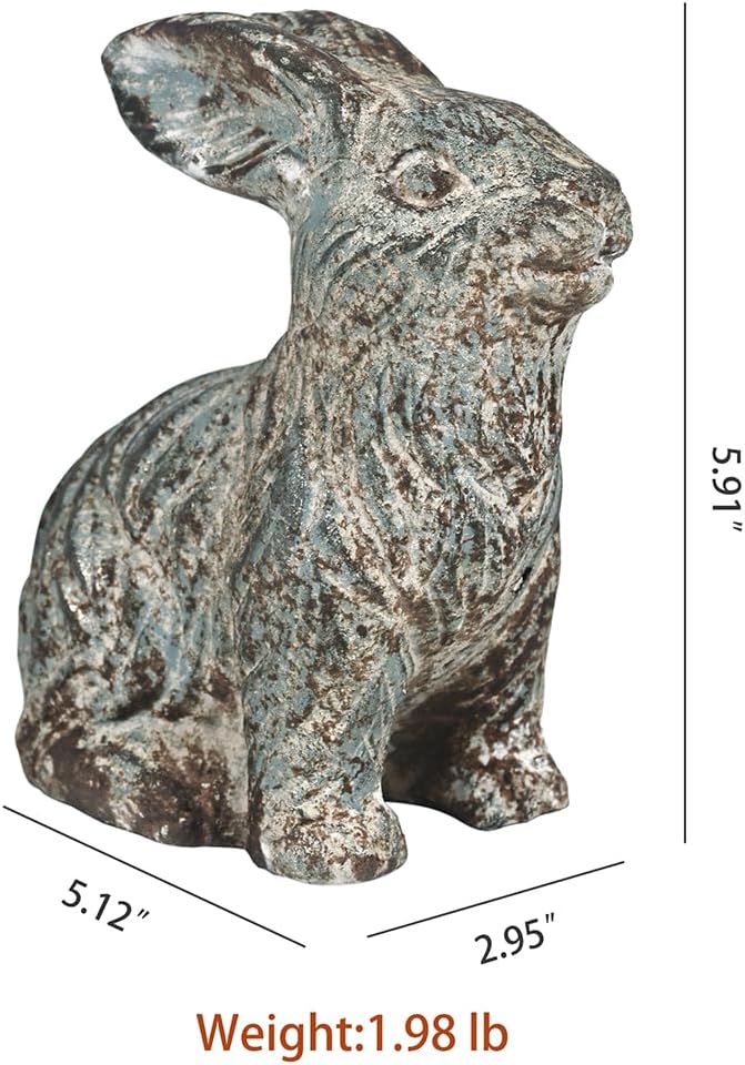 All Chic Bunny Decor Garden Statue Cement Rabbit Statue for Home Garden Indoor Outdoor Statues for Yard,Front Yard Decor,Easter Rabbit Figurines（Blue）