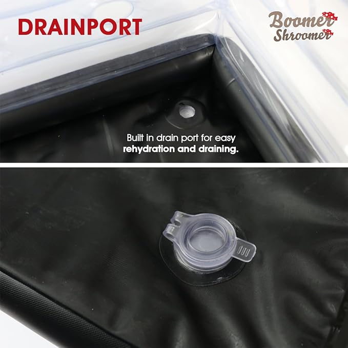 Inflatable Monotub Kit, Mushroom Growing Kit Includes a Drain Port, Plugs & Filters, Removeable Liner [Patent No: US 11,871,706 B2]