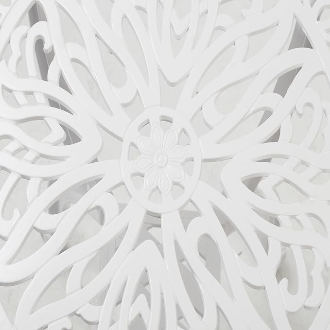 KAILI Outdoor Cast Aluminum Side Table Patio Side Table Backyard, Pool, Indoor, Easy Maintenance and Weather Resistant Coffee Table Porch Table Bistro Table (18.5round-White)