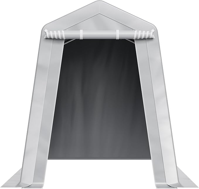 VEVOR 6x8x7 FT Portable Outdoor Storage Shed, Heavy-Duty Waterproof Shelter with Roll-Up Zipper Door & Vents, UV-Resistant Carport for Motorcycle, Bike, Lawn Mower, Tools, Gray