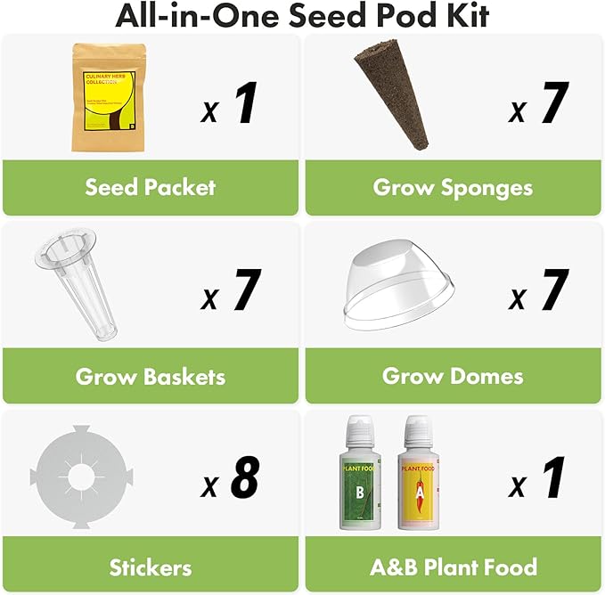 Gourmet Herb Seeds Pod Kit for AeroGarden, idoo, Ahopegarden, MUFGA Hydroponics Garden Include Cilantro, Basil, Parsley, Mint, Liquorice, 7-Pods, 350+ Seeds
