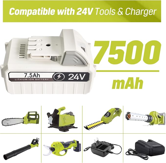 CPY 7.5Ah 24V Battery 2Pack Replacement for Sun Joe Tools Compatible with 24v Cordless Power Tools 24V Lithium Battery 24VBATLTW 24VBAT X2SB18