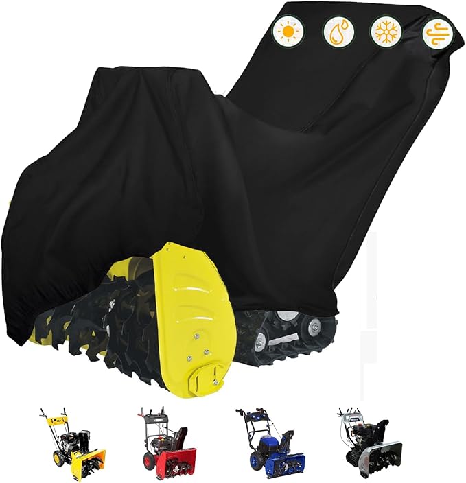 Oslimea Outdoors Snow Blower Cover - 600D Heavy Duty Polyester, Waterproof, UV Protection, Universal Size for Most Electric Two Stage Snow Blowers 47" L x 31" W x 37" H