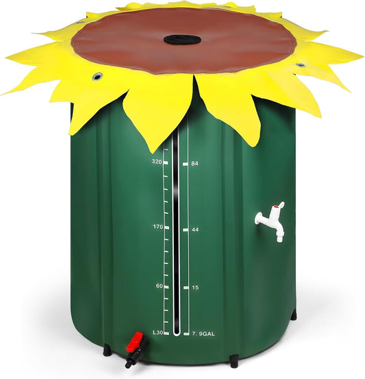 100 Gallon Rain Barrel Water Collection System, Collapsible Portable Water Storage Tank, Rainwater Collect System Downspout, Water Catcher Container with Filter Two Spigots(Without Water Pipe)