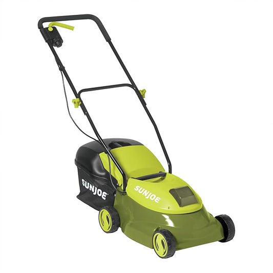 Sun Joe Cordless Lawn Mower, 28V Brushless Motor, 14" Electric Walk Behind Grass Cutter with Safety Key, 10.6 Gal Grass Catcher, MJ401C-XR
